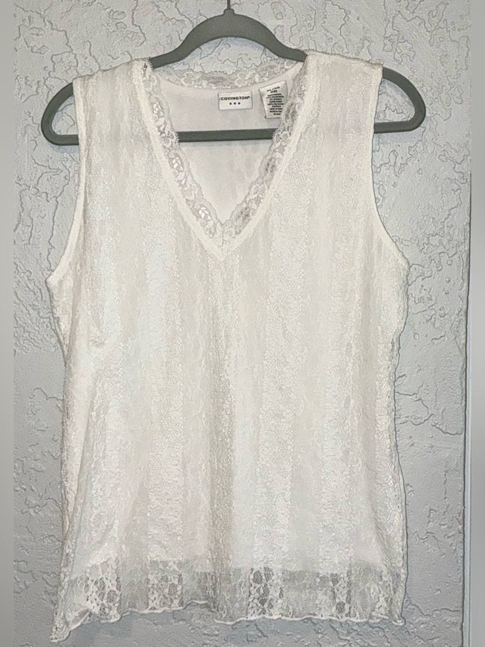 Covington White Lace Trim V-Neck Camisole